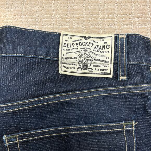 Vintage Deep Pocket Jeans Co Jeans Mens 34x34 Dark Blue Denim Straight USA Made - Picture 2 of 8